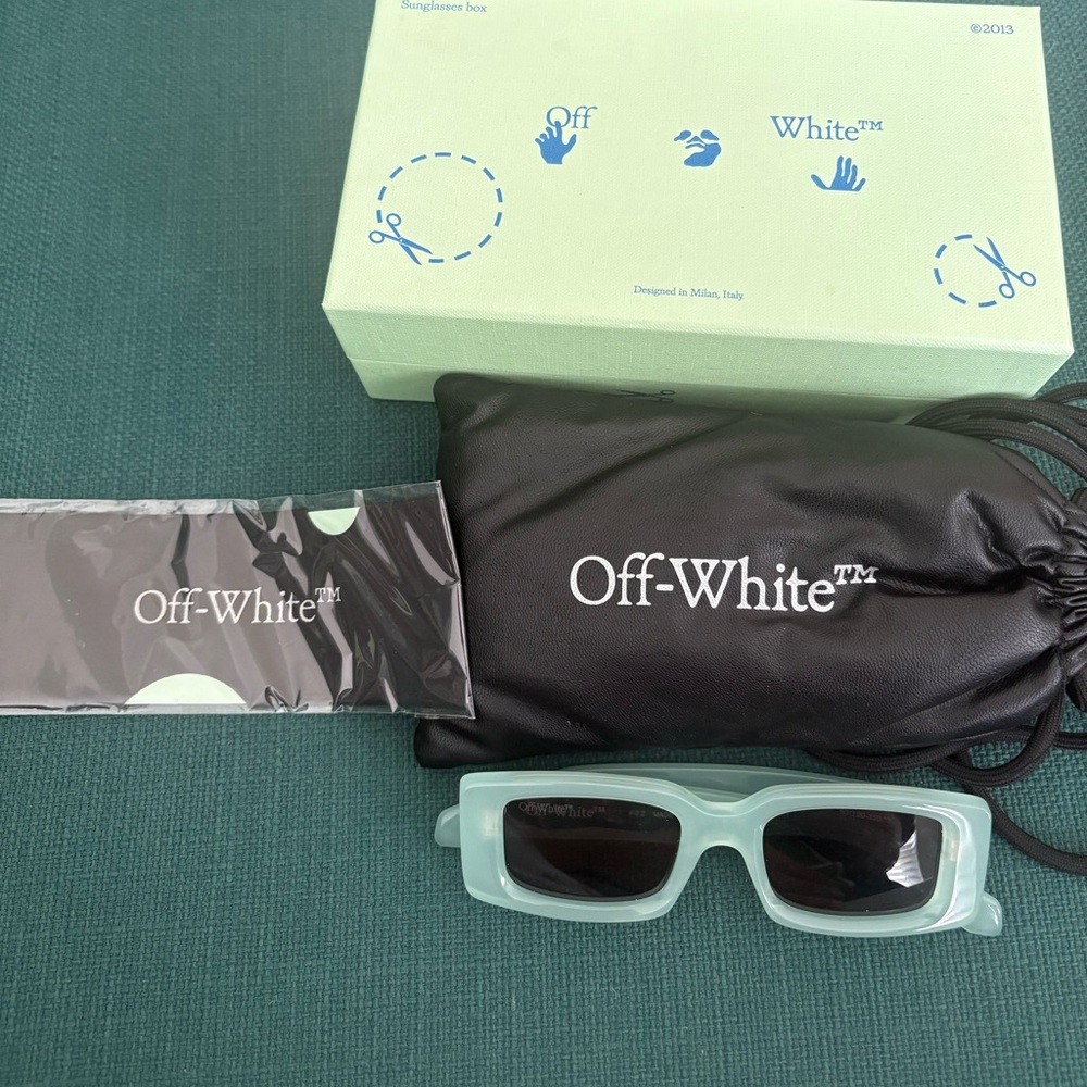 Off-White™ Light Mint Rectangular Sunglasses with Case